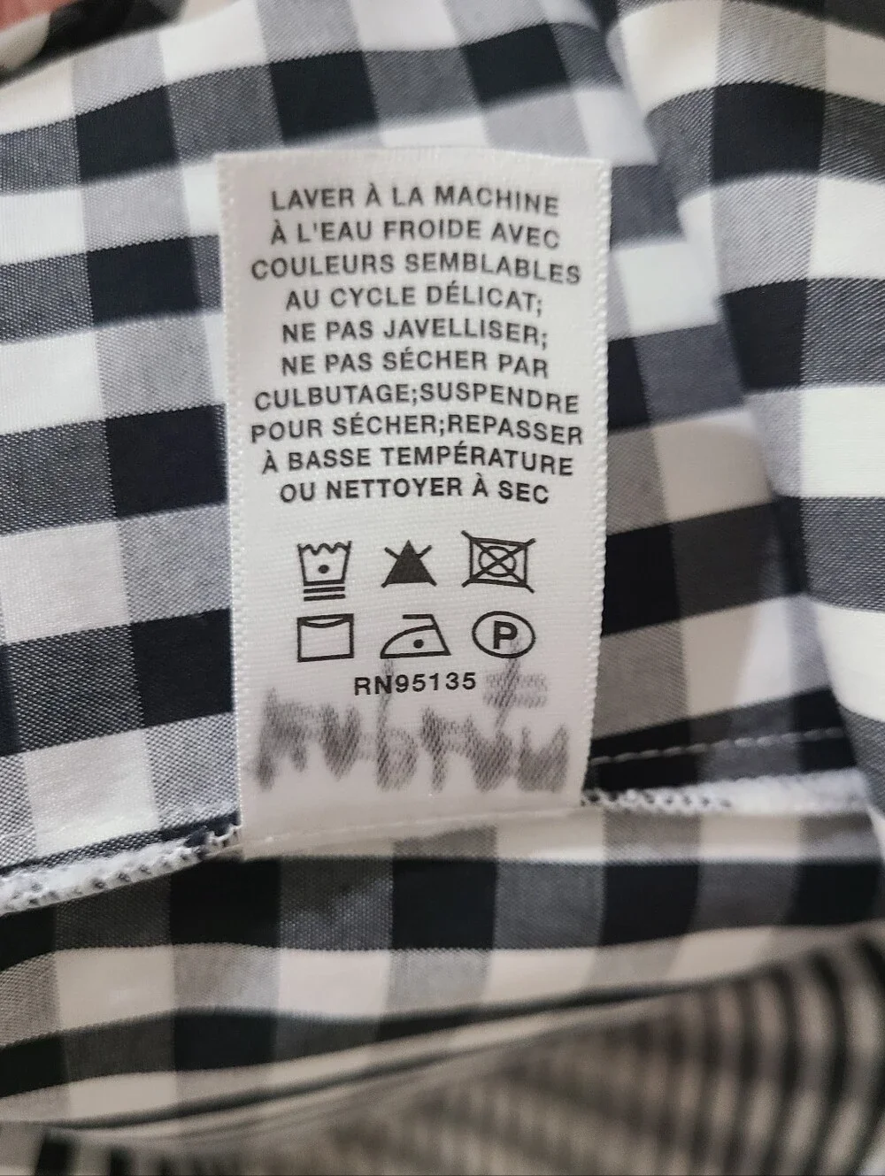 Lafayette 148 Black & White Check ¾ Sleeve Button Front Shirt Sz L - Picture 8 of 11
